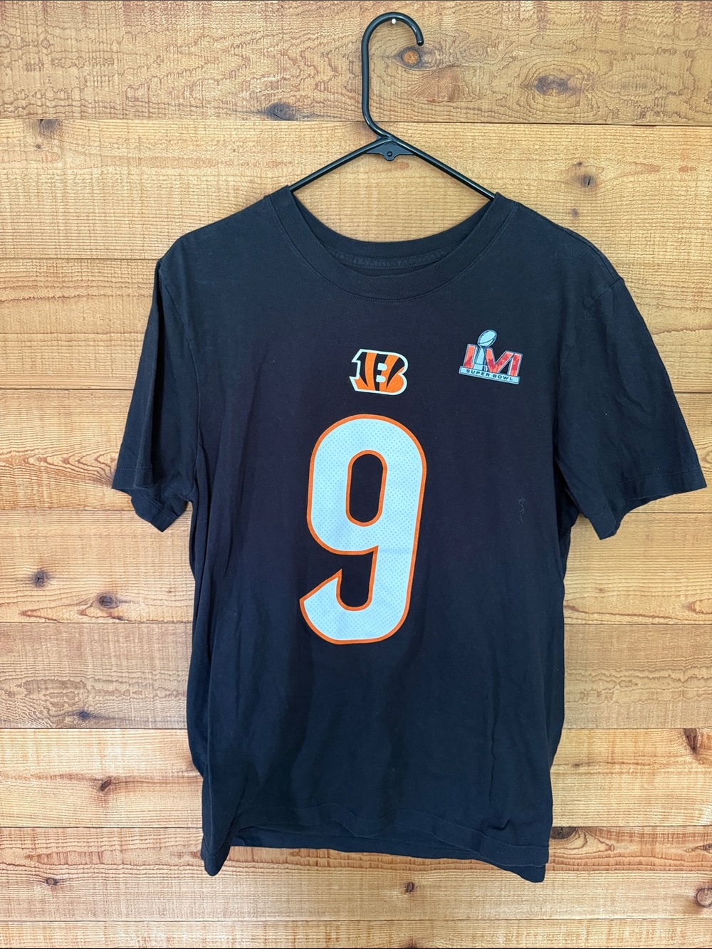 Nike Black Short Sleeve Tee with Orange-Outlined White Number 9